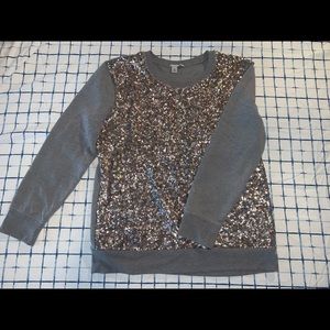 Halogen Rose Gold sequence gray sweater
